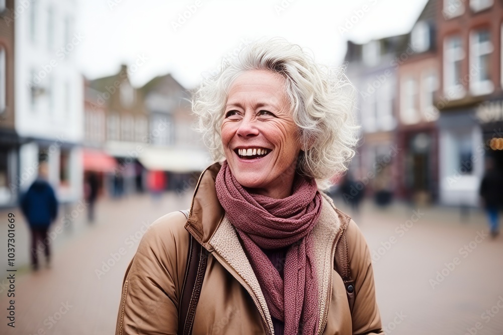 Portrait of a happy senior woman laughing in the city, UK Portrait of a happy senior woman laughing in the city, UK