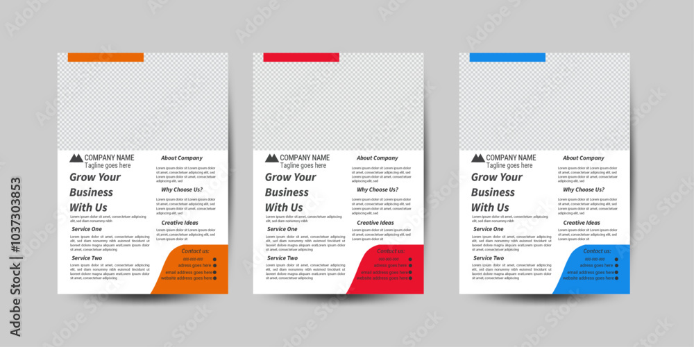 Obraz premium simple creative flyer template layout design with yelloe,green and blue color