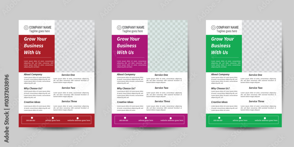 simple creative flyer template layout design with red,green and purple color simple creative flyer template layout design with red,green and purple color