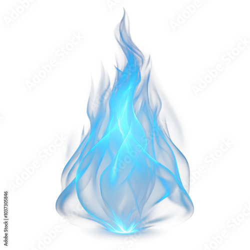 Blue flame isolated on a transparent background.