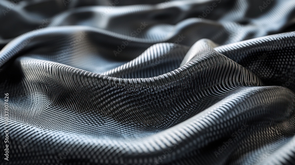 Naklejka premium Carbon fiber wave texture, showcasing fluid lines and dynamic movement within the material.