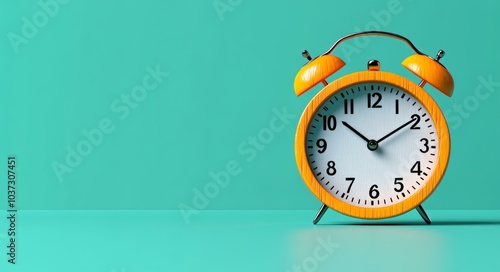 Clock with Yellow Hands on a Green Background