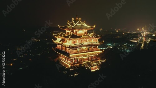 Hangzhou Chenghuang pavilion night view photo