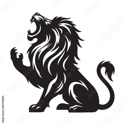 Wallpaper Mural Lion roaring silhouette vector  black color white background  Torontodigital.ca