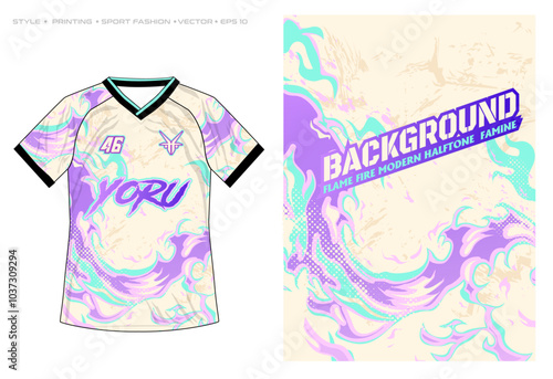 sublimation volleyball running cycling rugby jersey design sporty abstract flame fire liquid lava pattern background halftone marble texture vector illustration pastel