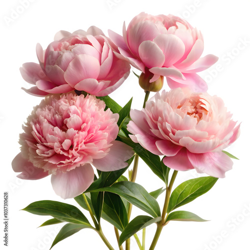 Fototapeta Naklejka Na Ścianę i Meble -  pink peony flowers are isolated on a transparent background.