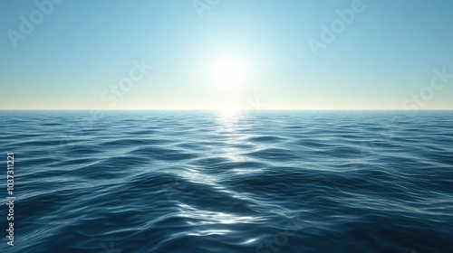 A serene sea water surface with smooth ripples extending towards the horizon.