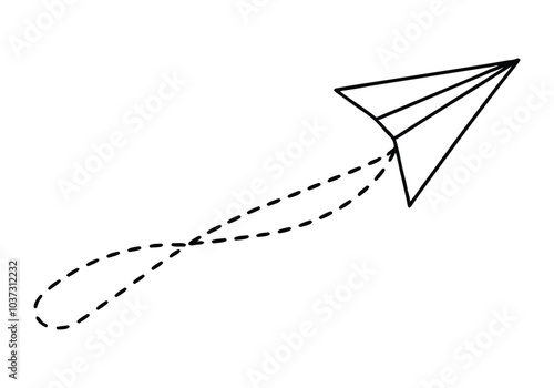 Minimalist Continuous Line Art of a Flying Paper Plane – Travel Vector Design
