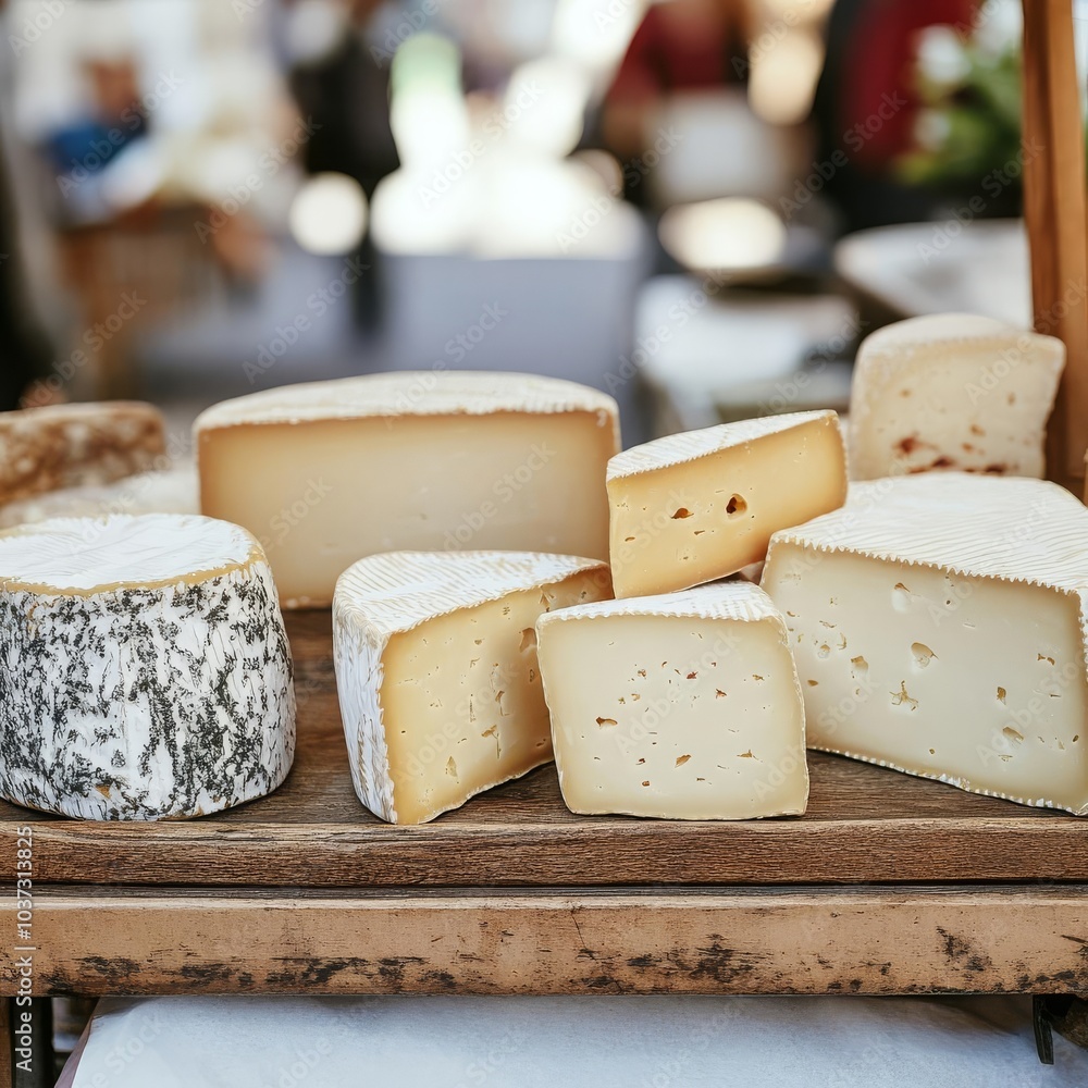 French street vendor with cheese cart, rustic market, rich textures, culinary delight, French delicacy, street food scene French street vendor with cheese cart, rustic market, rich textures, culinary delight, French delicacy, street food scene