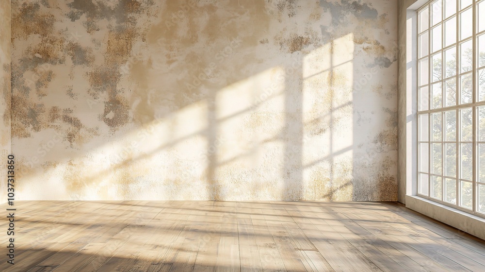 Bright Room with Sunlight and Textured Walls Bright Room with Sunlight and Textured Walls