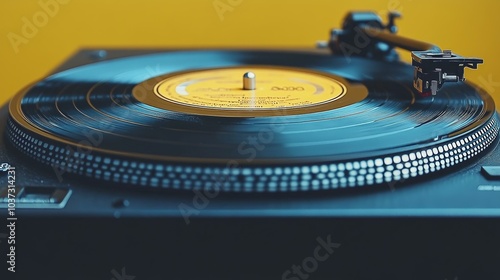 Record Player with Yellow Vinyl Album photo