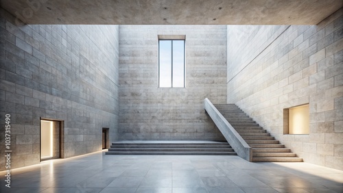 Minimalist Stone Building with Steps and Small Window - Architectural Photography