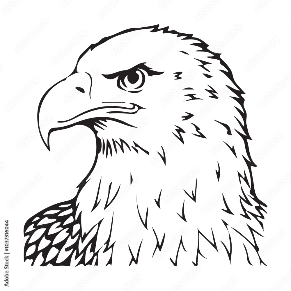 Silhouette vector style Bald Eagle with white background Silhouette vector style Bald Eagle with white background