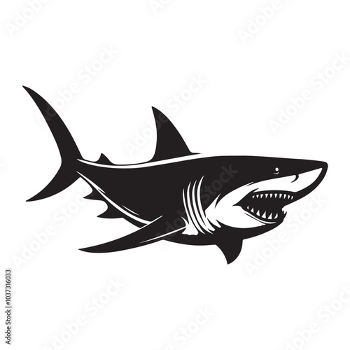 Shark  silhouette vector  black color white background 