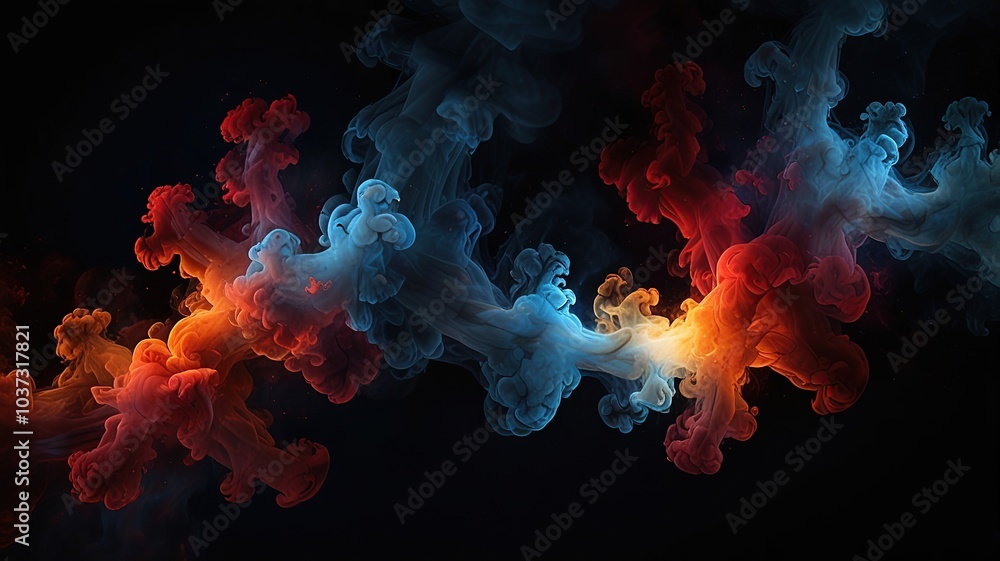 Fototapeta premium New Free Photo Abstract holographic waves in neon colors swirl dynamically against a dark background. 