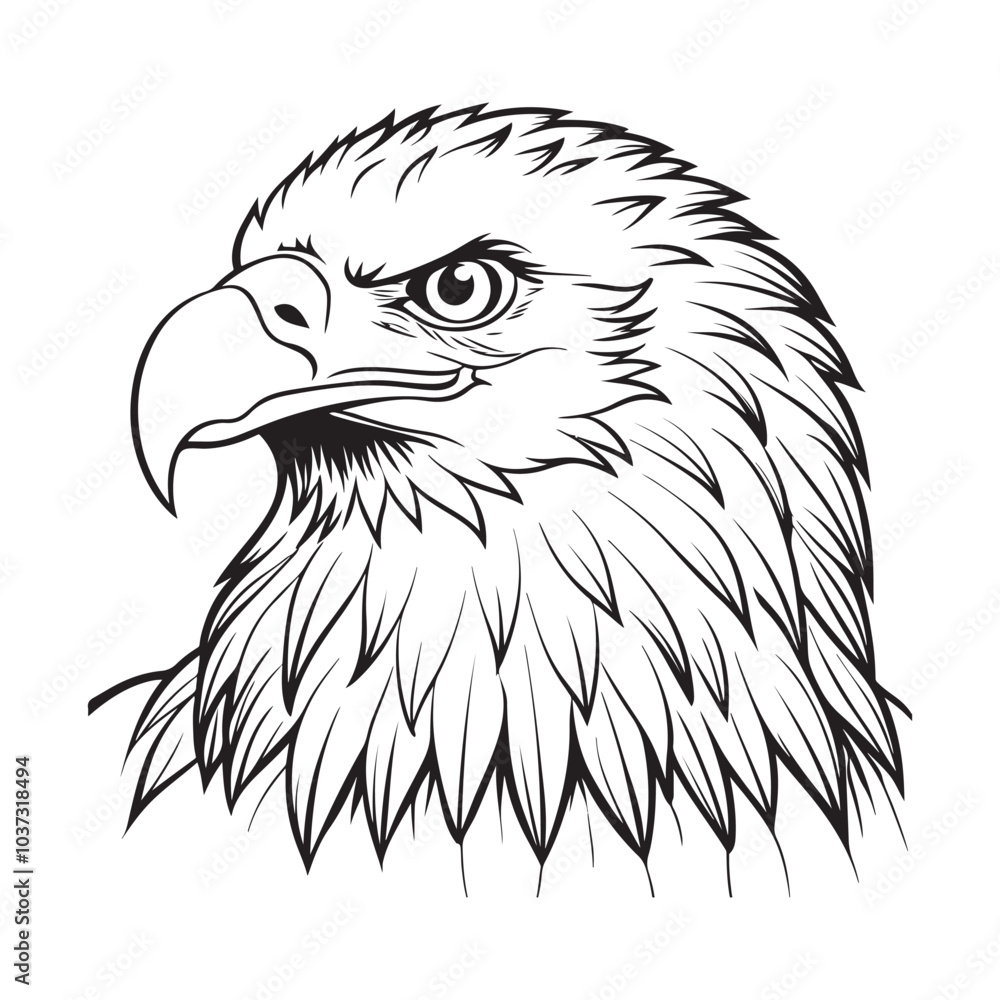 Silhouette vector style Bald Eagle with white background Silhouette vector style Bald Eagle with white background