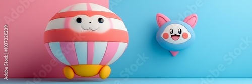 Cute Cartoon Animal Figures, Pink and Blue Balloon Animals