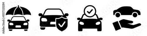 Car insurance icon. Car insurance icon set