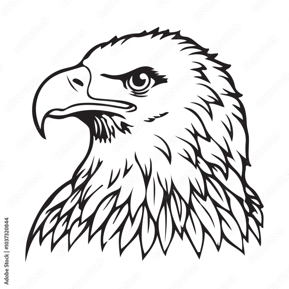 Obraz premium Silhouette vector style Bald Eagle with white background