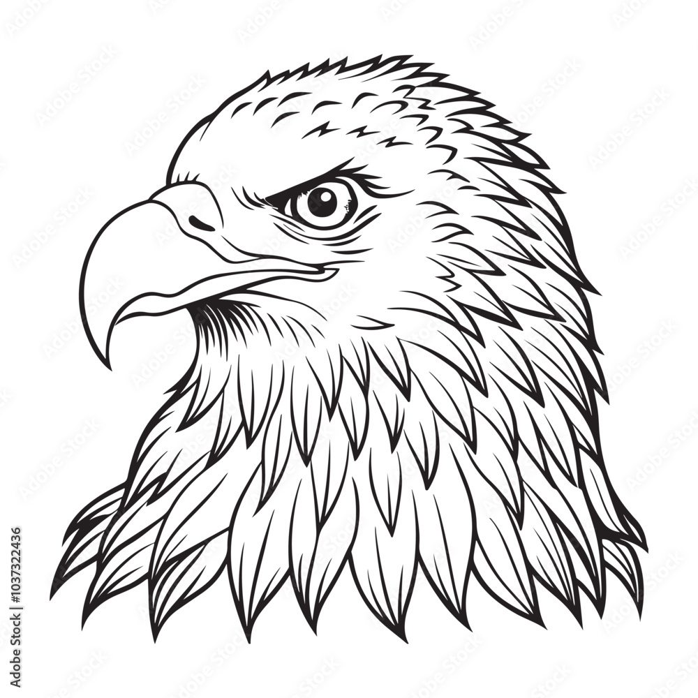 Fototapeta premium Silhouette vector style Bald Eagle with white background 