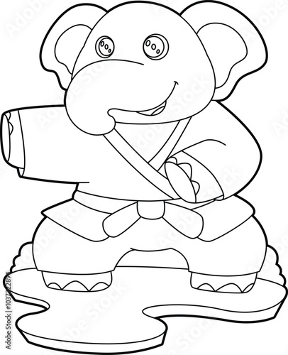 Elephant Martial arts Animal Vector Graphic Art Illustration