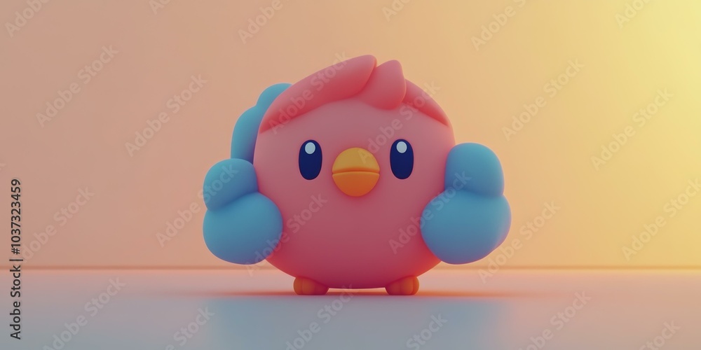 Cute 3D Render of Pink Bird Toy Cute 3D Render of Pink Bird Toy