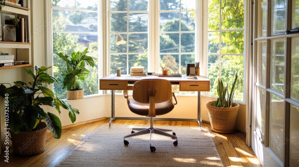 Bright and Cozy Home Office with Natural Light Bright and Cozy Home Office with Natural Light