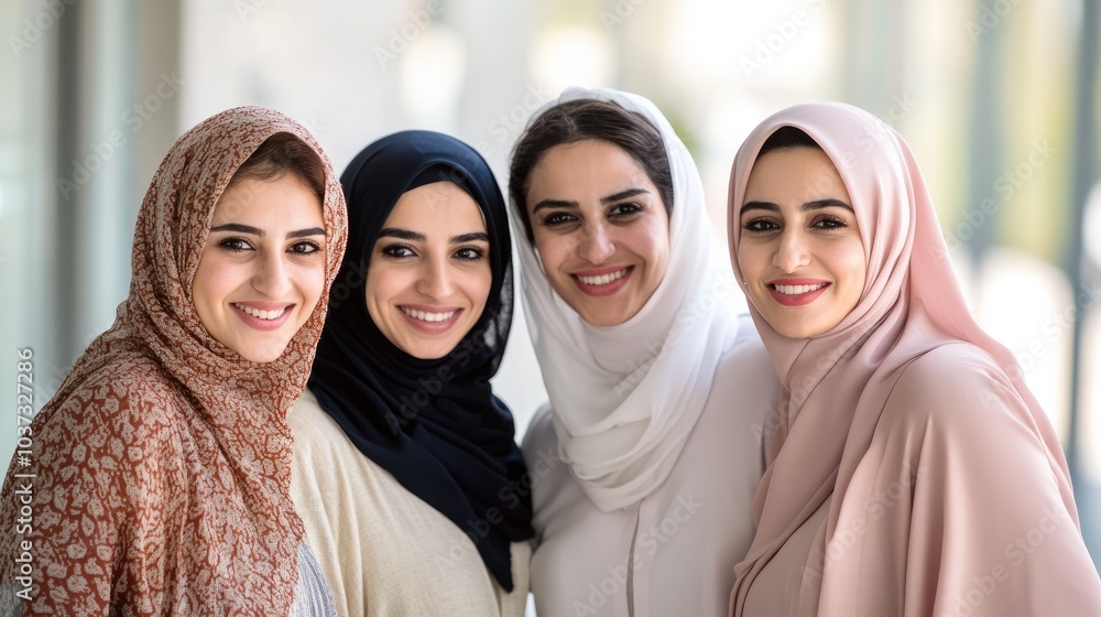 Arabic Women of Different Ages and Nationalities Smiling at the Camera Arabic Women of Different Ages and Nationalities Smiling at the Camera