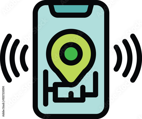 Smartphone displaying a map with location tracking icon and wifi signal, representing gps navigation and location based services