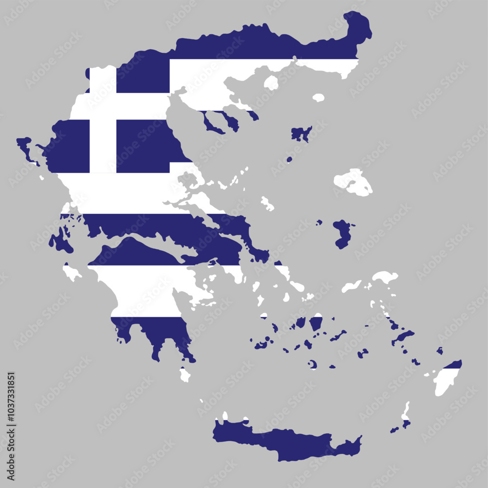 Obraz premium Greece map with in flag