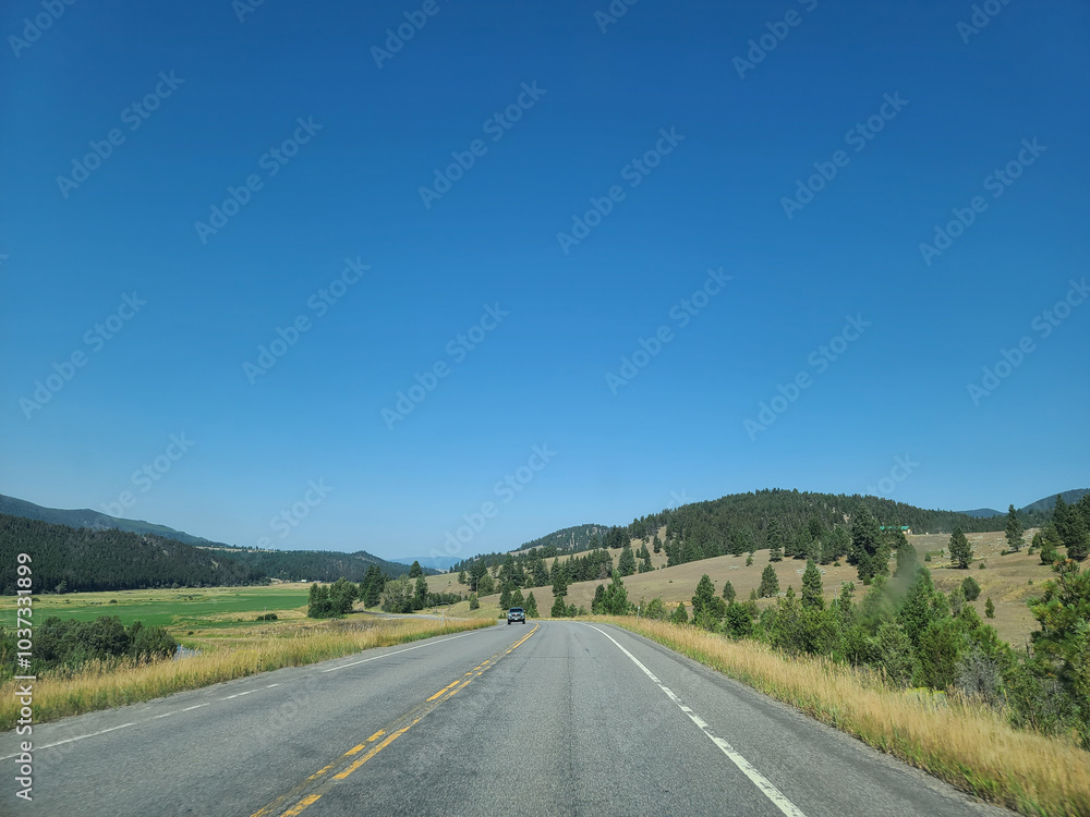 Scenic Open Road Through Golden Landscape Scenic Open Road Through Golden Landscape