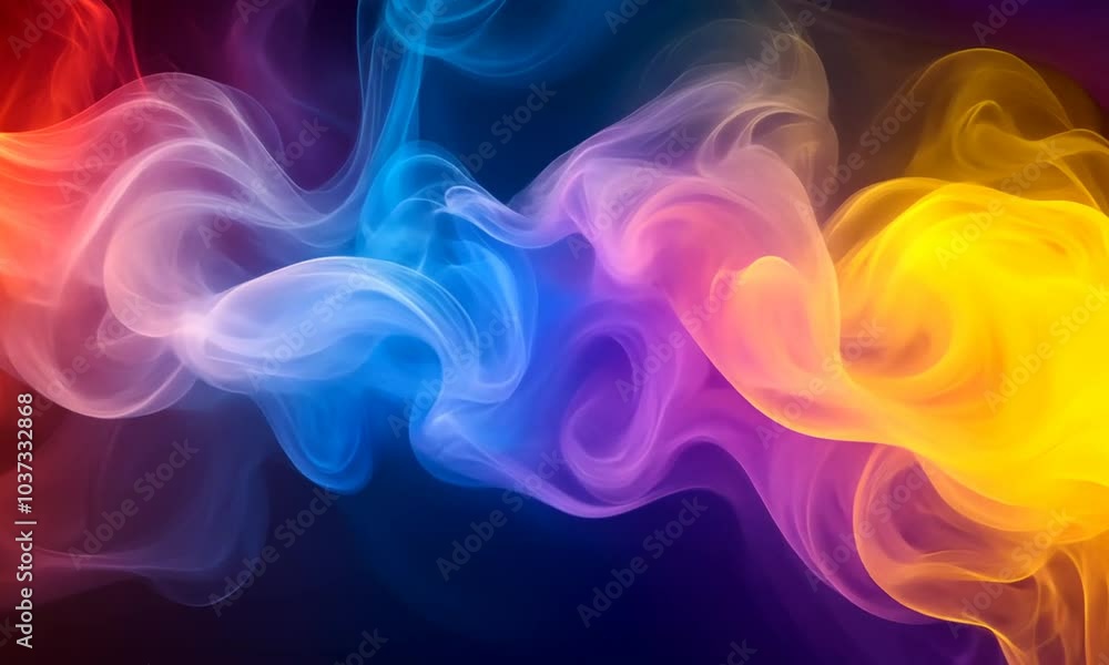 Colorful Smoke Swirling on a Black Background,Generative AI. Colorful Smoke Swirling on a Black Background,Generative AI.