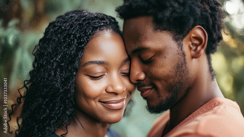 A couple expressing love through gentle touches and eye contact, emphasizing nonverbal emotional communication A couple expressing love through gentle touches and eye contact, emphasizing nonverbal emotional communication