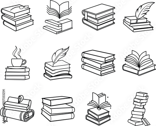 Book Icons: Reading, Literature, Education, Knowledge