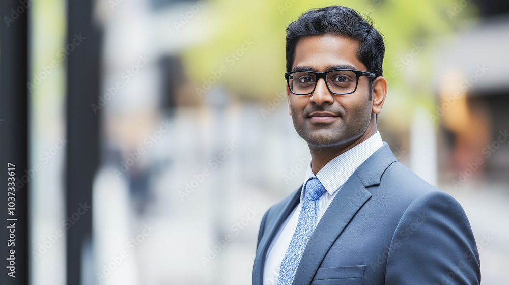 Confident Indian Executive with Glasses Confident Indian Executive with Glasses