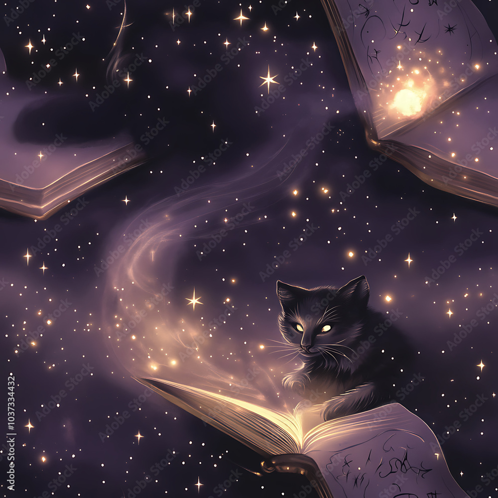 Fototapeta premium Magical village with glowing houses at night, perfect for greeting or invitation cards, fantasy art, illuminated buildings, dreamy night atmosphere, detailed village scene, enchanting background, warm