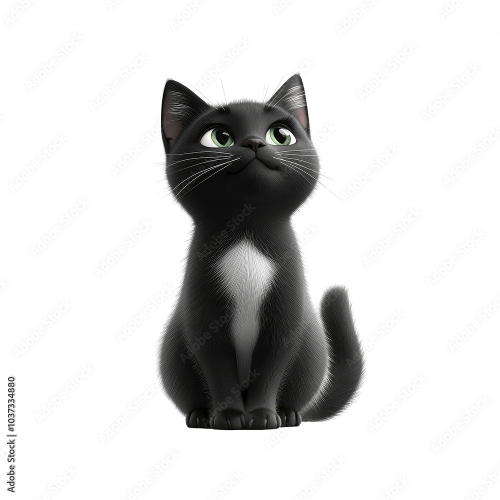 Obraz premium Cute Black and White Kitten Looking Up
