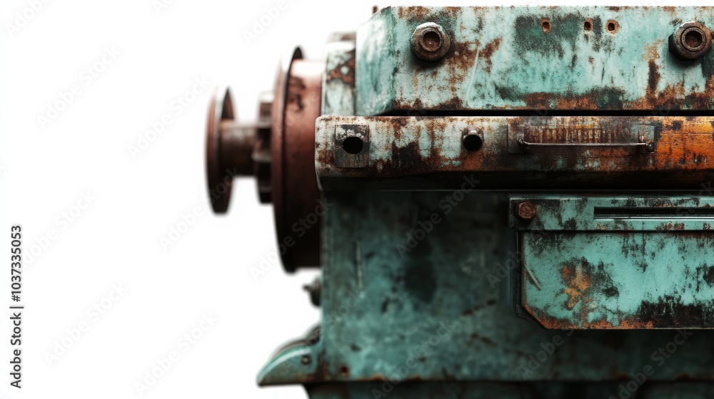 An antiquated machine covered in rust reflects the passage of time in an abandoned factory An antiquated machine covered in rust reflects the passage of time in an abandoned factory