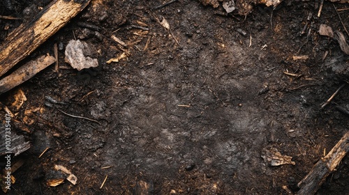 The blackened remains of the forest floor show the aftermath of logging activities