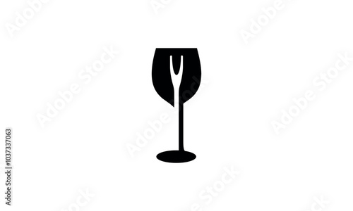 a graphic image with fondue fork and wine theme, on white background. vector graphic base.