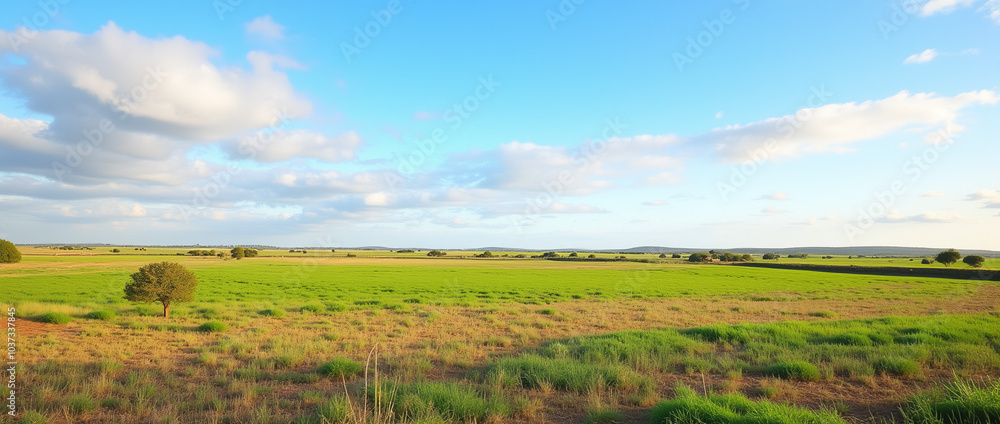 Obraz premium Campo verde paisagem fazenda rural agrícola 2