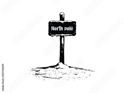 North Pole Sign Silhouette | Iconic Christmas Design with Vintage Arctic Direction Signs photo