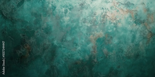 Oxidized copper surface with deep green and blue patina, featuring a textured and weathered look, ideal for vintage or industrial-themed designs, selective focus

