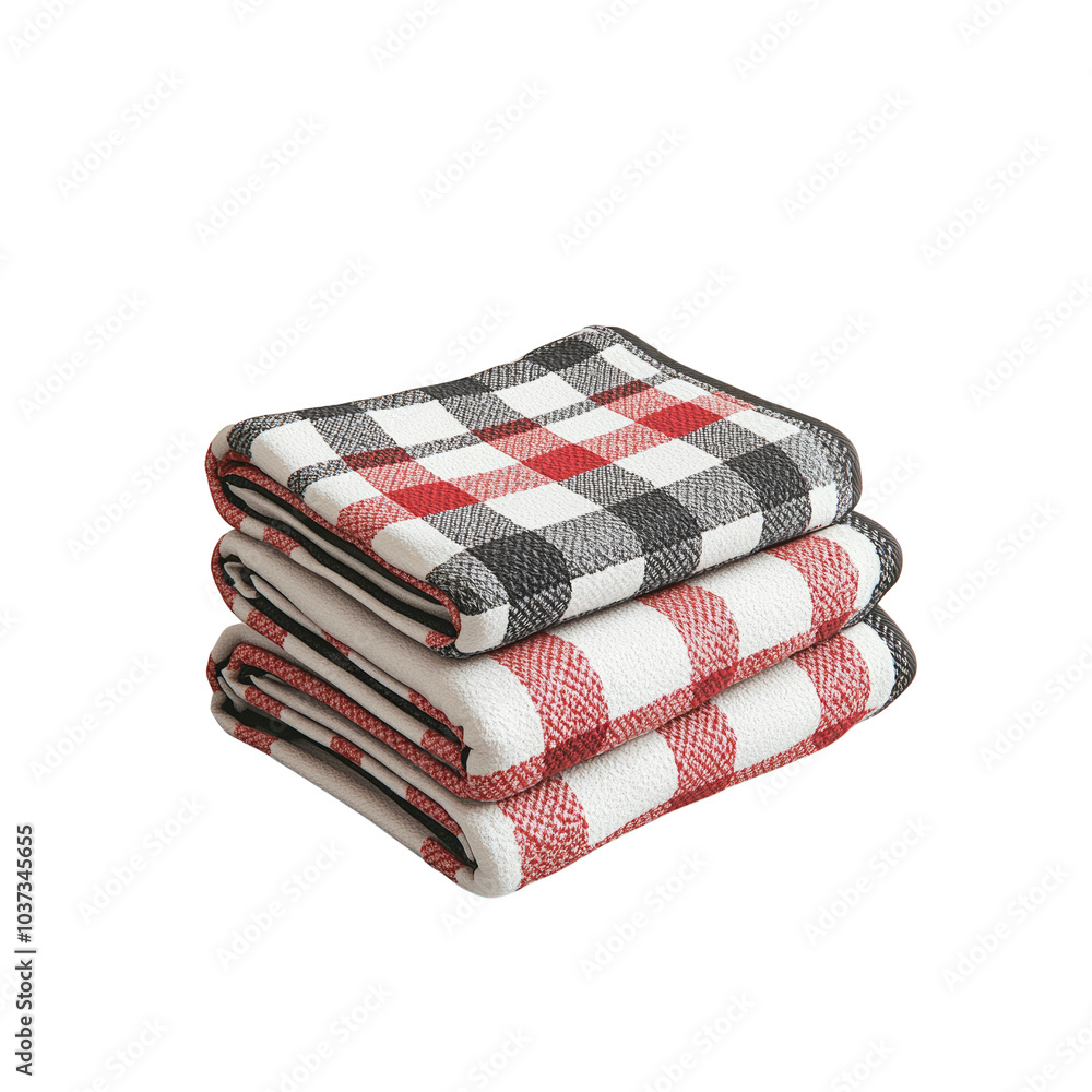 Stack of Red and Black Checkered Kitchen Towels Stack of Red and Black Checkered Kitchen Towels