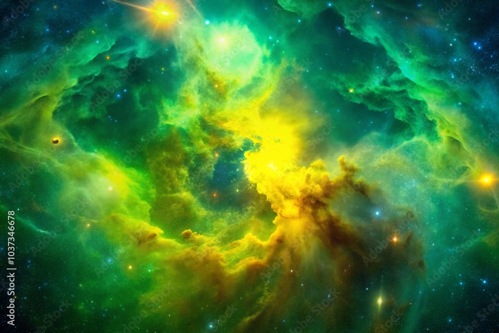 Fototapeta premium Emerald Nebula Celestial Green Wonder