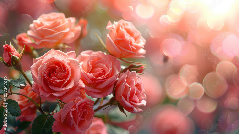 Beautiful pink roses in soft focus with dreamy bokeh background, perfect for nature and floral themed projects, Peach pink of flower. Beautiful pink roses in soft focus with dreamy bokeh background, perfect for nature and floral themed projects, Peach pink of flower.