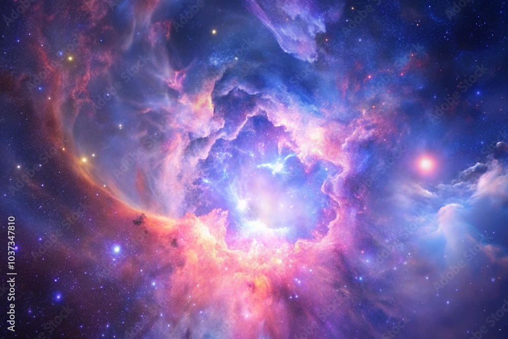 Purple gas nebulae in space and sparkling stars Purple gas nebulae in space and sparkling stars
