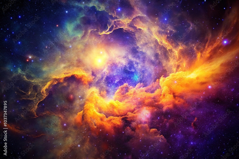 Purple gas nebulae in space and sparkling stars Purple gas nebulae in space and sparkling stars