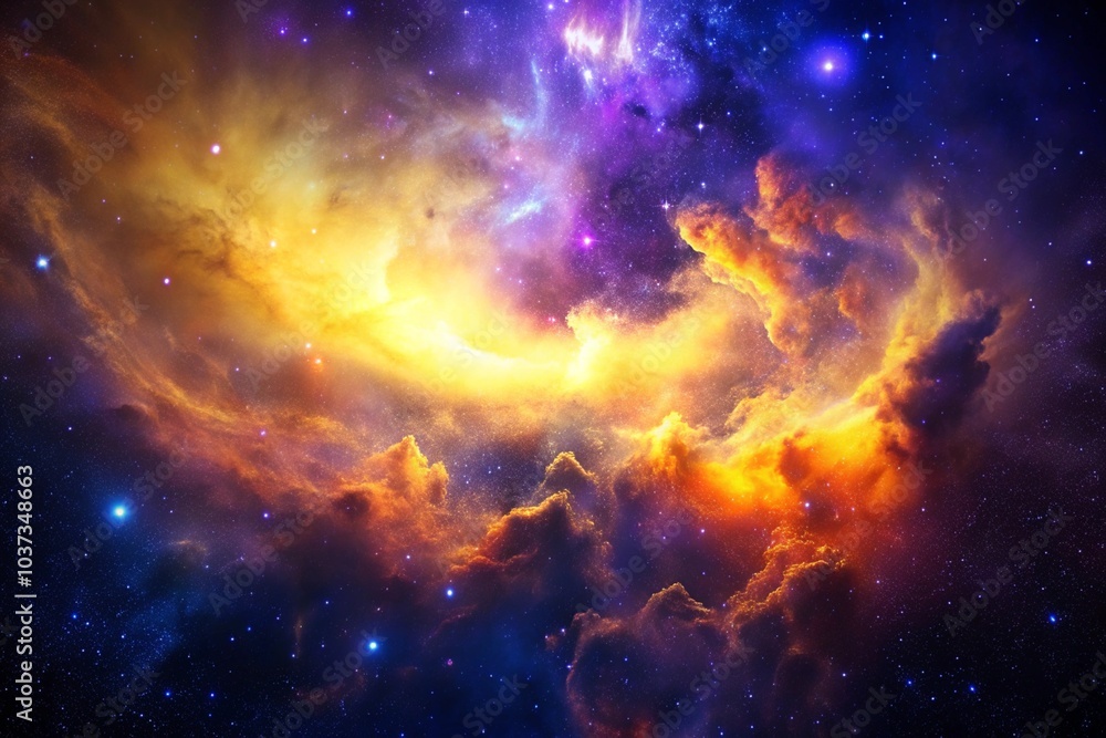 Purple gas nebulae in space and sparkling stars Purple gas nebulae in space and sparkling stars