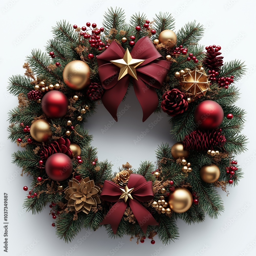 Christmas wreath made of fir tree and cones isolated on white. Christmas decorations Christmas wreath made of fir tree and cones isolated on white. Christmas decorations